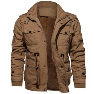 Men's Winter Fleece Jacket Down Parkas Thick Warm